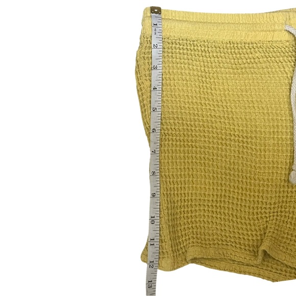 DONNI. Mustard Waffle Knit Shorts Women Size Small 100% Cotton - Picture 6 of 8